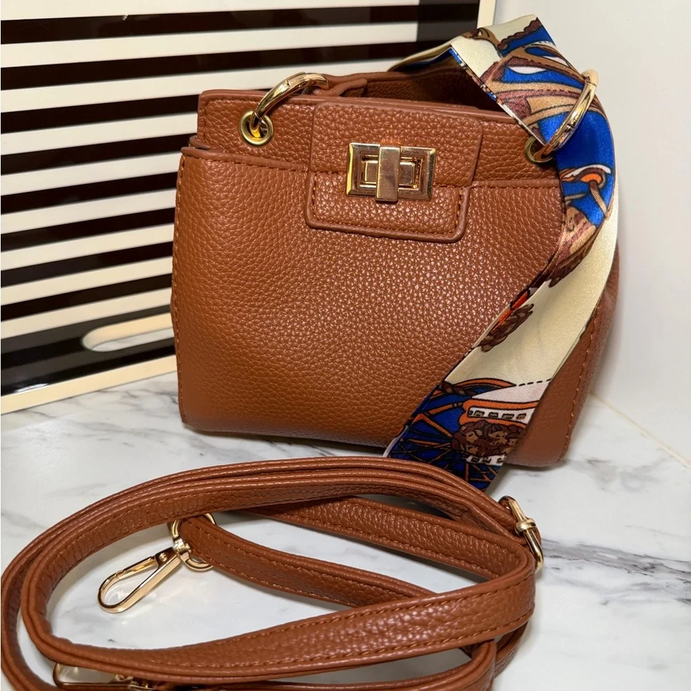 Brown Vegan Leather Handbag Crossbody